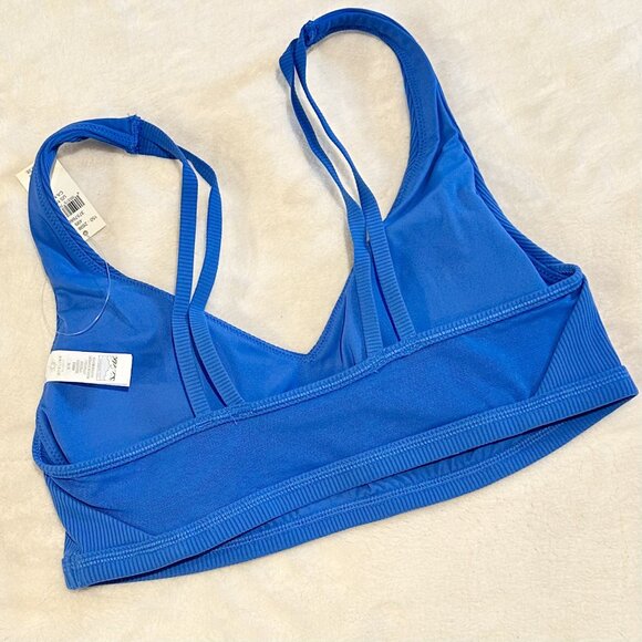 NWT Offline by Aerie Goals Blue Ribbed Padded Sports Bra - Size: Medium - Picture 7 of 8